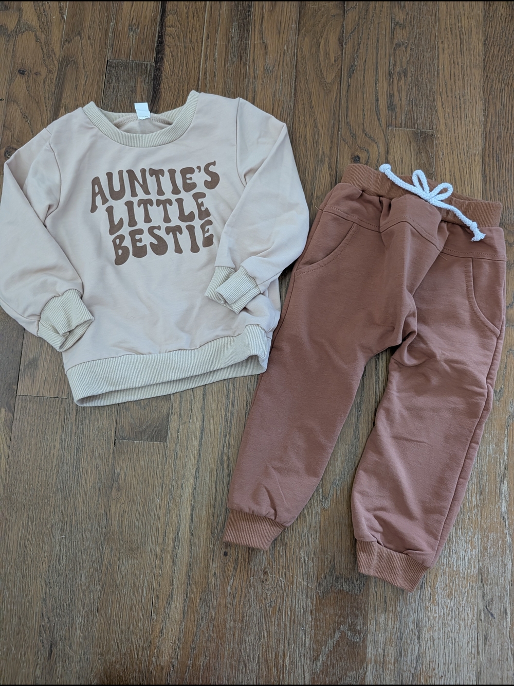 Auntie's Little Bestie Cotton Sweatshirt & Jogger Set 2T